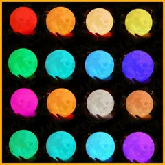 GENERICO - Lámpara Luna Escritorio Velador Recargable Luz Multicolor