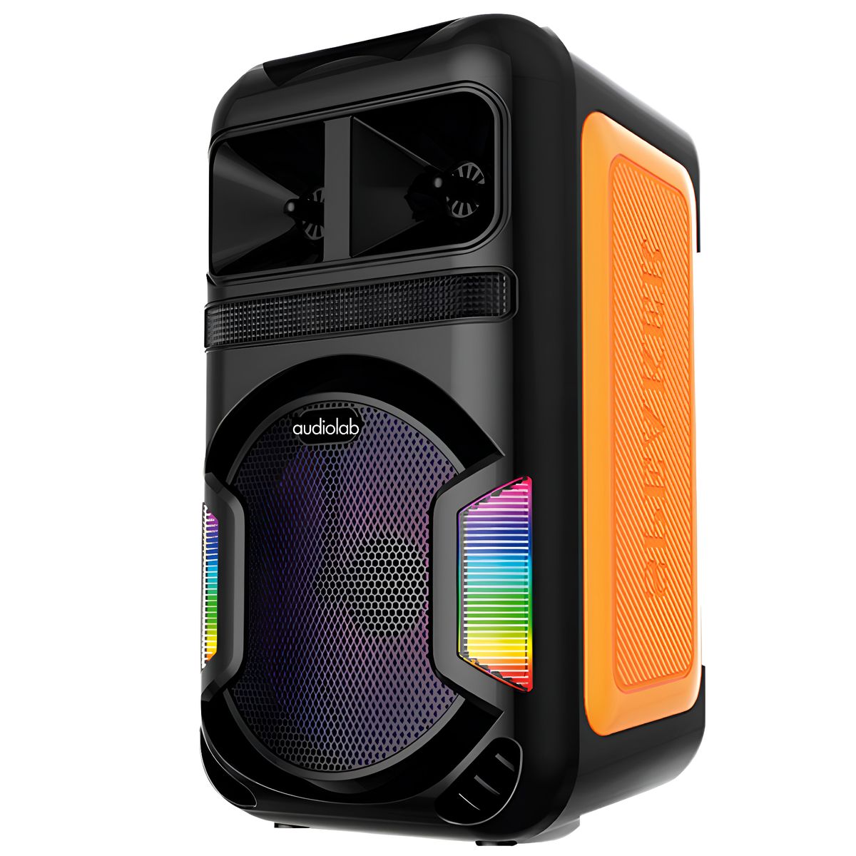 AUDIOLAB - Parlante Karaoke RGB con Micrófono Inalámbrico Bluetooth TWS Orange Edition