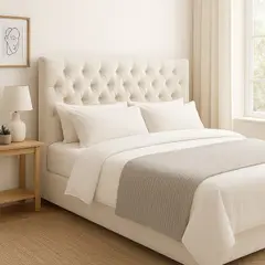 GENERICO - Cama 2 Plazas Capitone Crudo En Lino Capitone + Colchon 2P Mery Desing