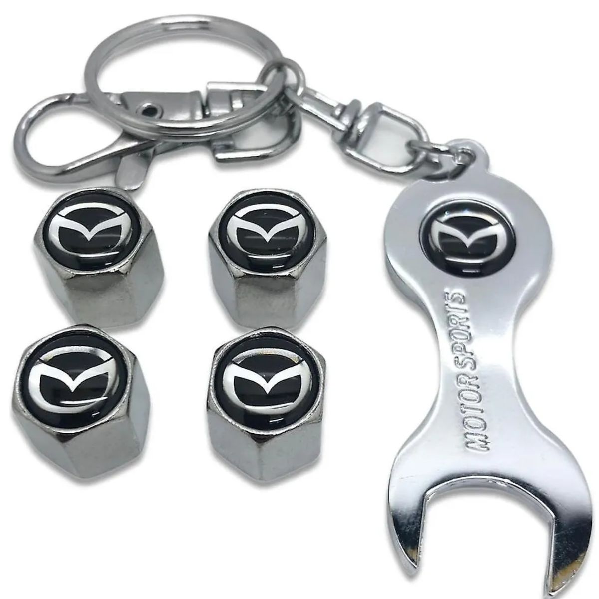 GENERICO - Set 4 Tapa Valvulas con Llavero para Mazda