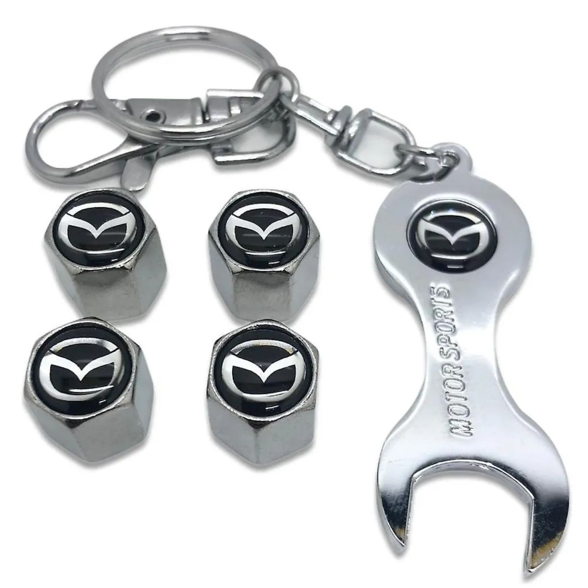 GENERICO - Set 4 Tapa Valvulas con Llavero para Mazda