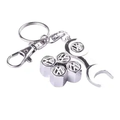 GENERICO - Set 4 Tapa Valvulas con Llavero para Volkswagen