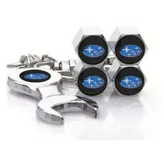 GENERICO - Set 4 Tapa Valvulas con Llavero para Subaru