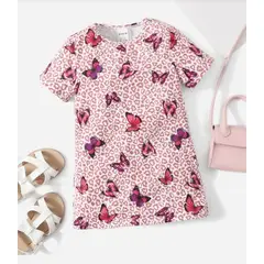 KIRAMA CLOTHING STORE - Vestido corto multicolor con mariposas y estampado leopardo