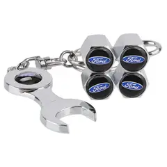 GENERICO - Set 4 Tapa Valvulas con Llavero para Ford