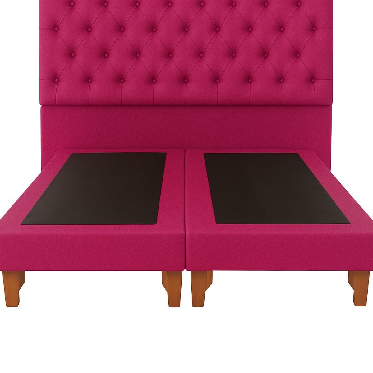 GENERICO - Cama 2 Plazas Modelo Capitone Tapizado En Lino En Color Fucsia