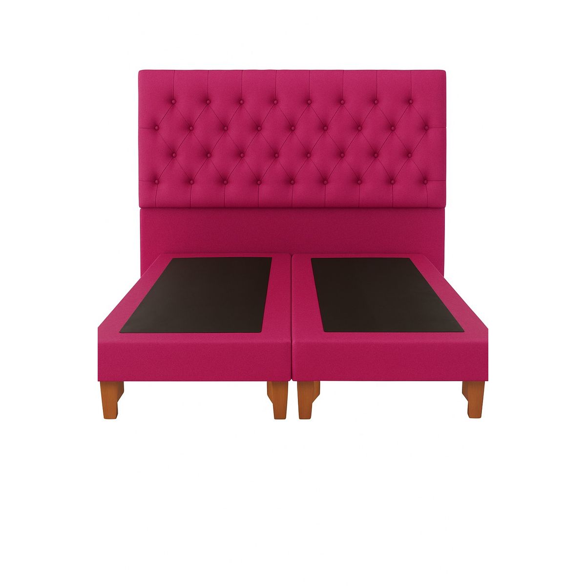 GENERICO - Cama 2 Plazas Modelo Capitone Tapizado En Lino En Color Fucsia