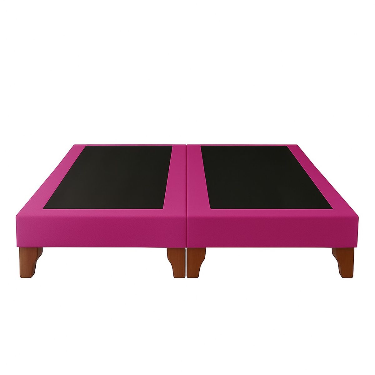 GENERICO - Cama 2 Plazas Modelo Capitone Tapizado En Lino En Color Fucsia