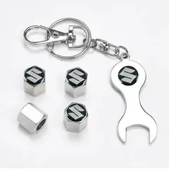 GENERICO - Set 4 Tapa Valvulas con Llavero para Suzuki