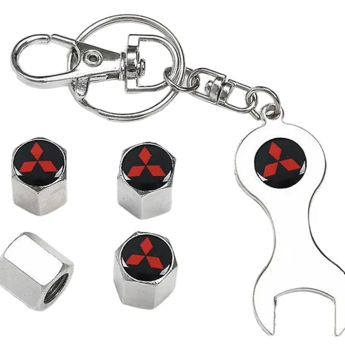 GENERICO - Set 4 Tapa Valvulas con Llavero para Mitsubishi