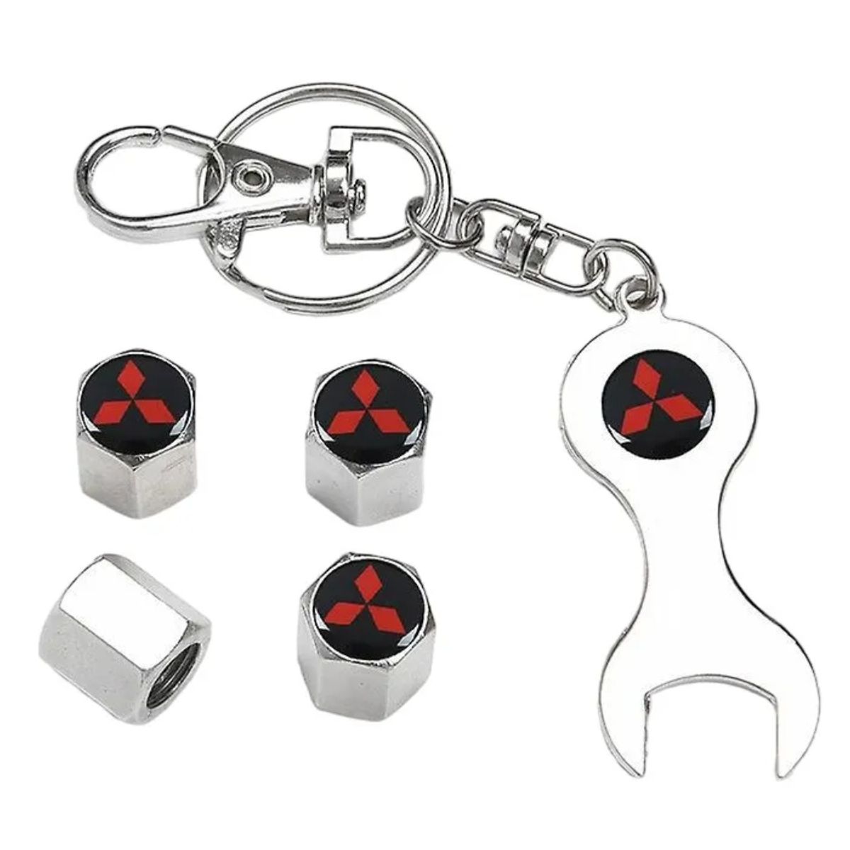 GENERICO - Set 4 Tapa Valvulas con Llavero para Mitsubishi