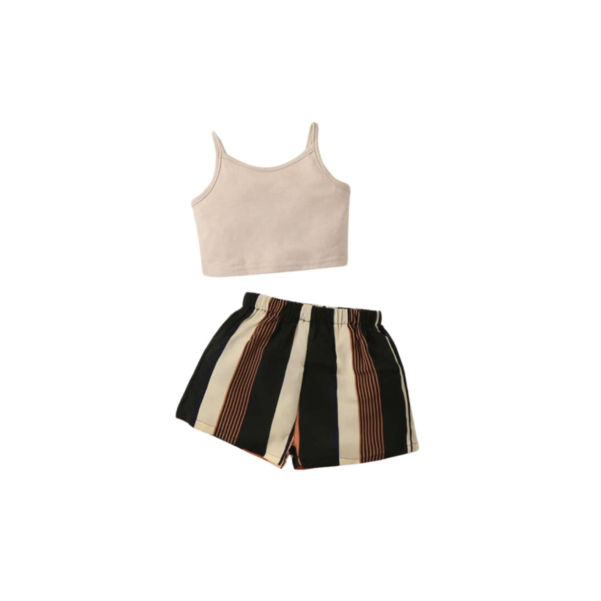 KIRAMA CLOTHING STORE - Set de top beige y short a rayas para chicas