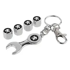 GENERICO - Set 4 Tapa Valvulas con Llavero para Peugeot
