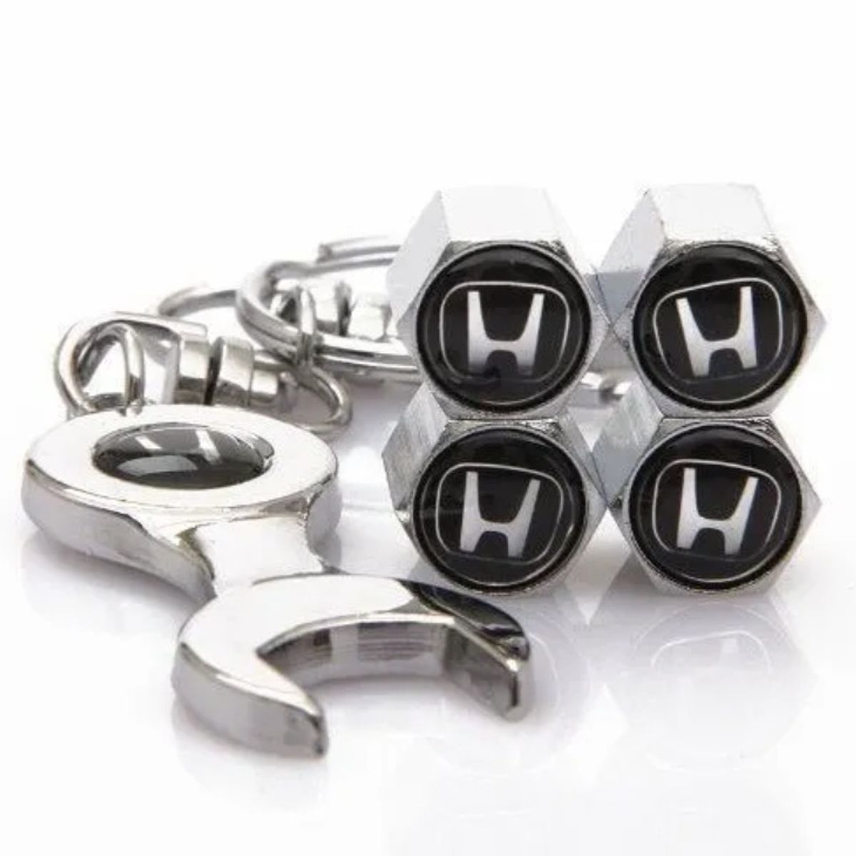GENERICO - Set 4 Tapa Valvulas con Llavero para Honda