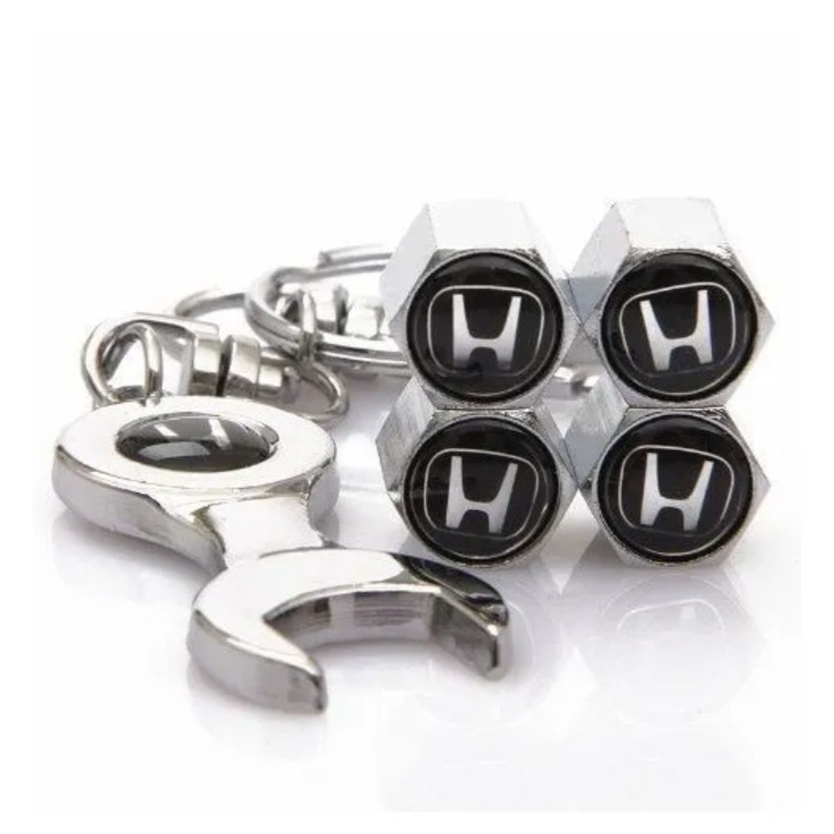 GENERICO - Set 4 Tapa Valvulas con Llavero para Honda