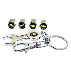 GENERICO - Set 4 Tapa Valvulas con Llavero para Chevrolet