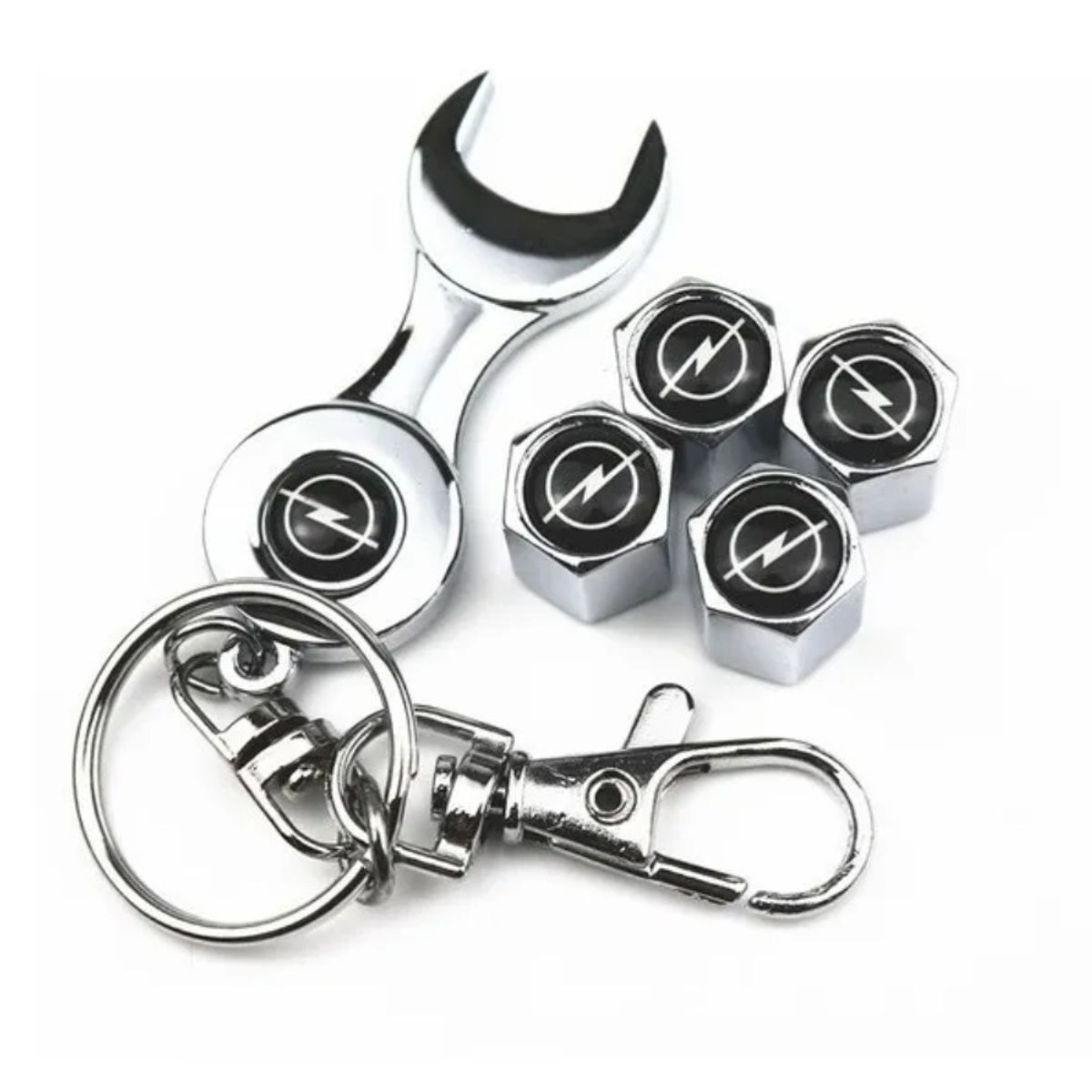 GENERICO - Set 4 Tapa Valvulas con Llavero para Opel