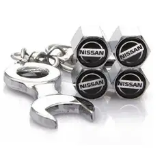 GENERICO - Set 4 Tapa Valvulas con Llavero para Nissan
