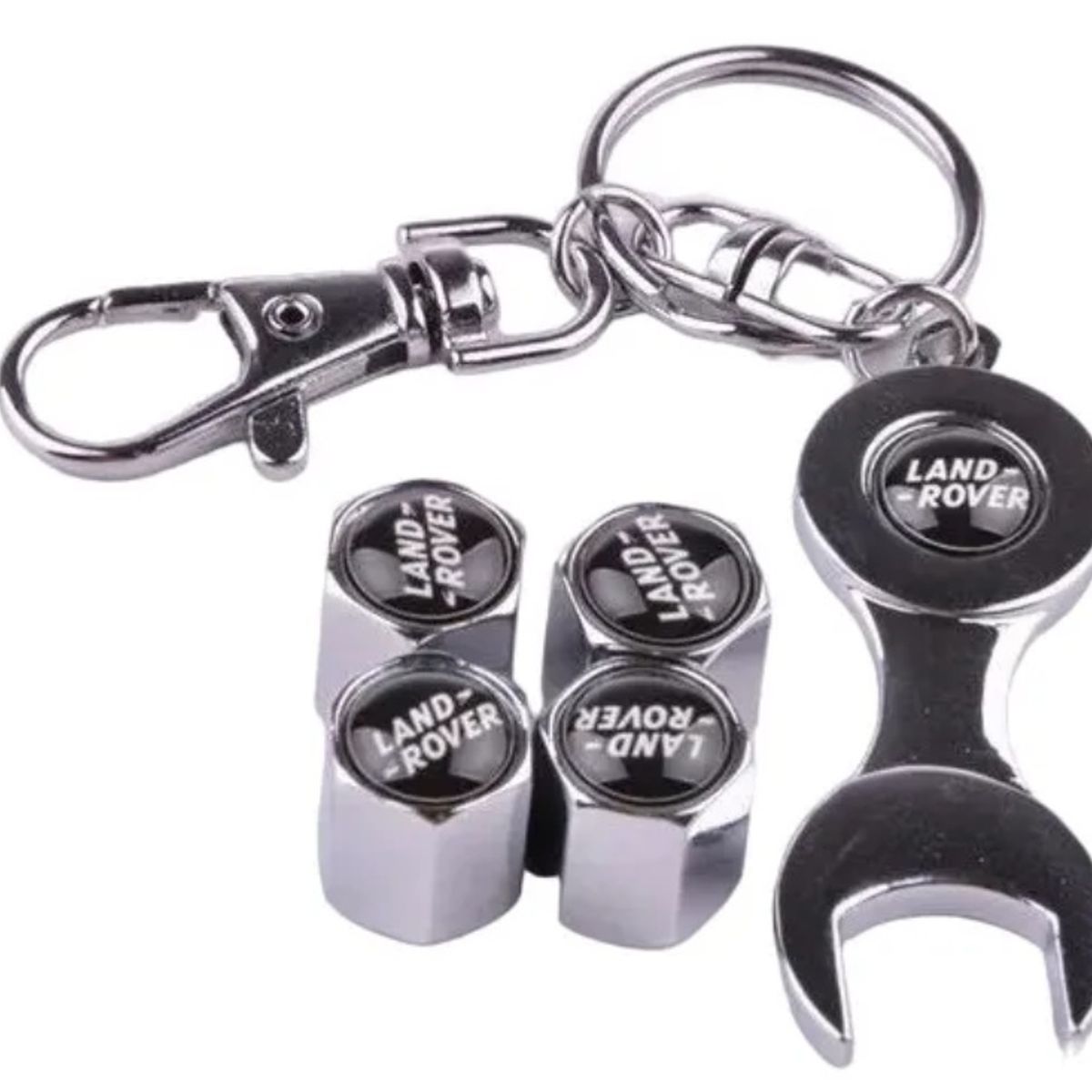 GENERICO - Set 4 Tapa Valvulas con Llavero para Land Rover