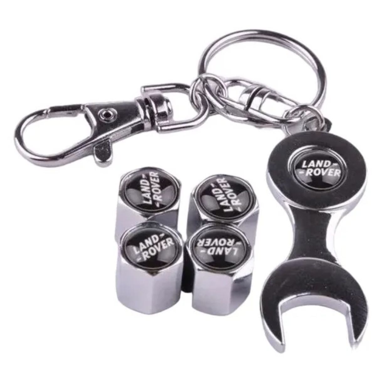 GENERICO - Set 4 Tapa Valvulas con Llavero para Land Rover