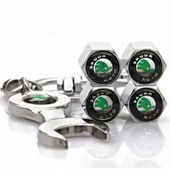 GENERICO - Set 4 Tapa Valvulas con Llavero para Skoda