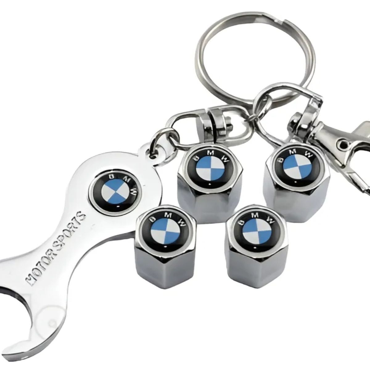 GENERICO - Set 4 Tapa Valvulas con Llavero para Bmw