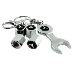 GENERICO - Set 4 Tapa Valvulas con Llavero para Mercedes Benz