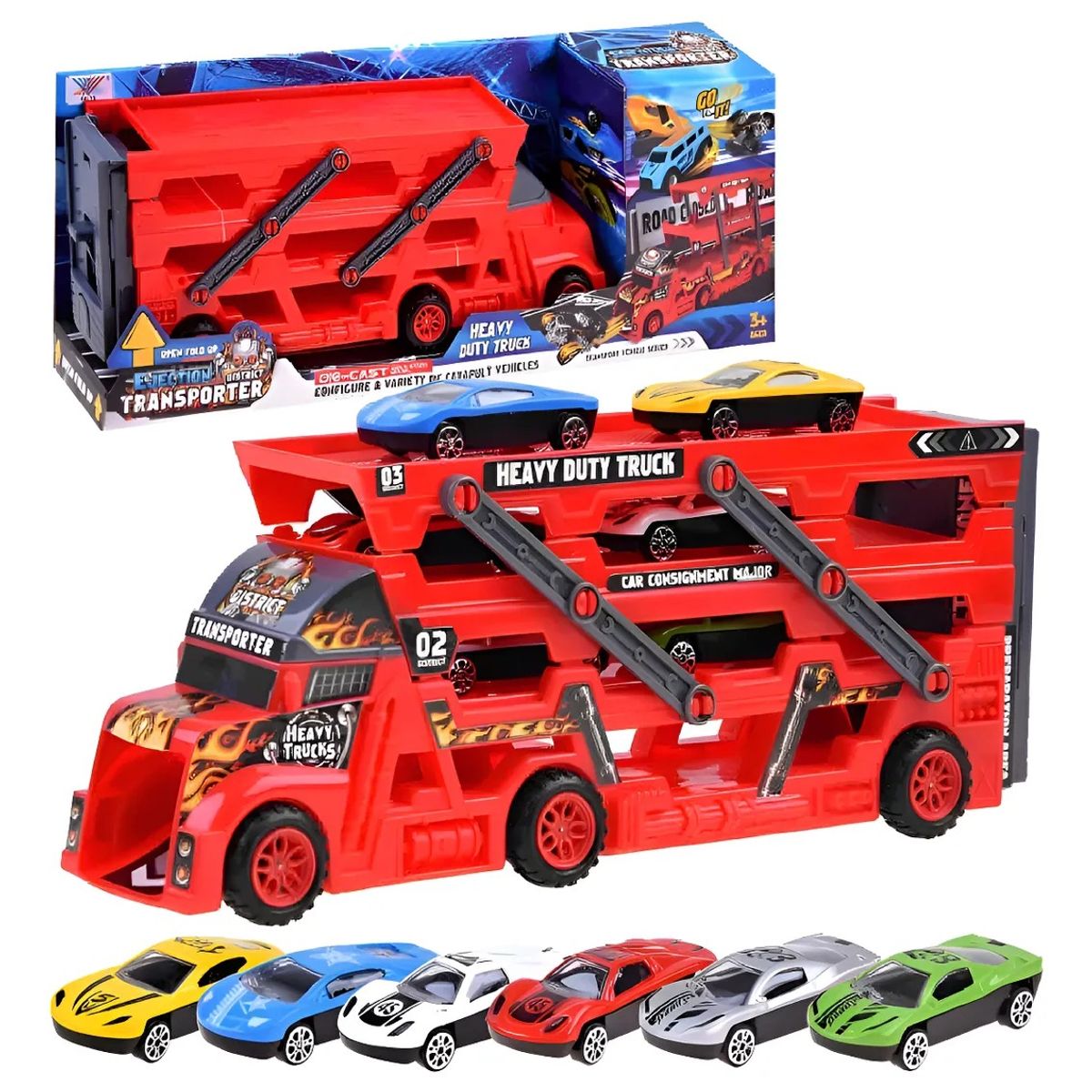 GENERICO - Camión Transportador De Autos Remolque 3 Pisos Juguete Camión Remolque