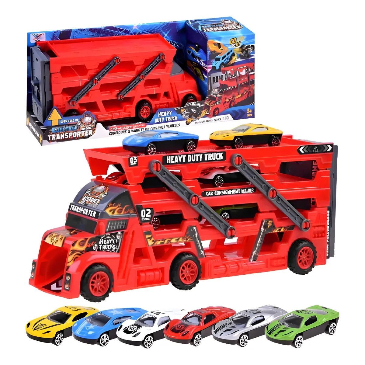 GENERICO - Camión Transportador De Autos Remolque 3 Pisos Juguete Camión Remolque