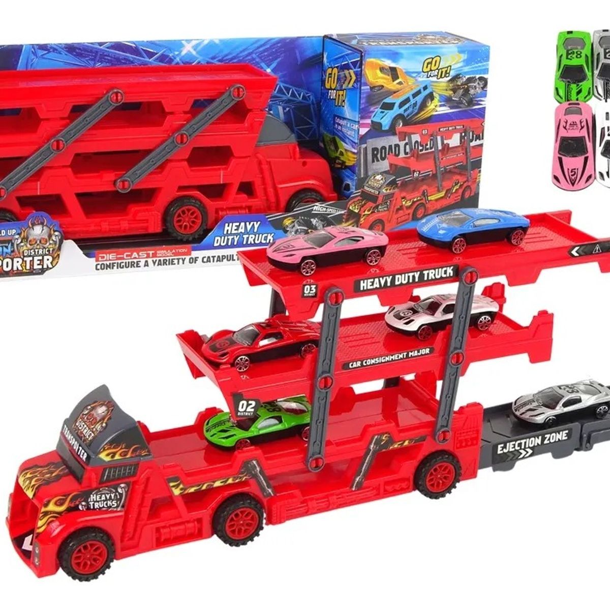 GENERICO - Camión Transportador De Autos Remolque 3 Pisos Juguete Camión Remolque