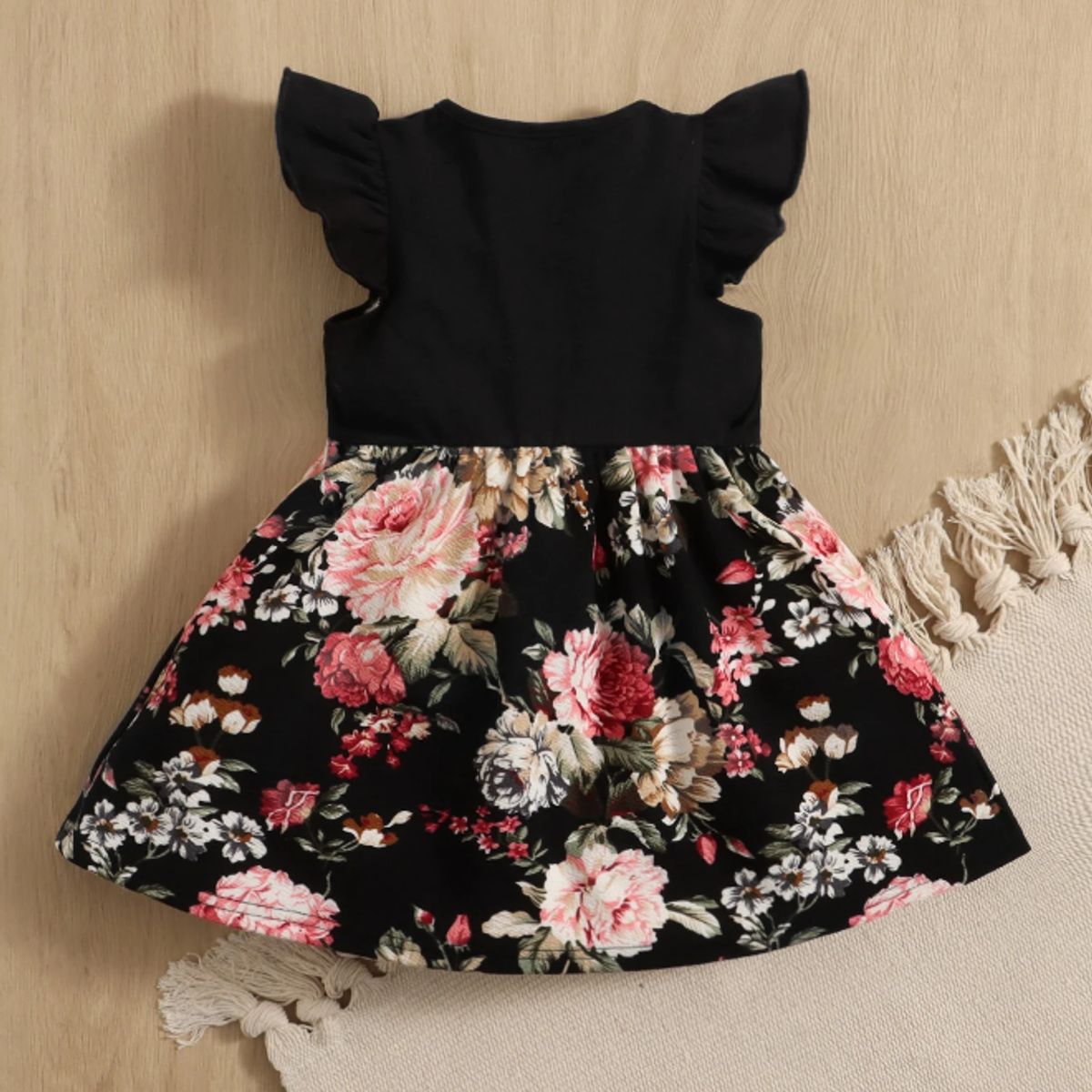 KIRAMA CLOTHING STORE - Vestido corto multicolor con flores y manga volant