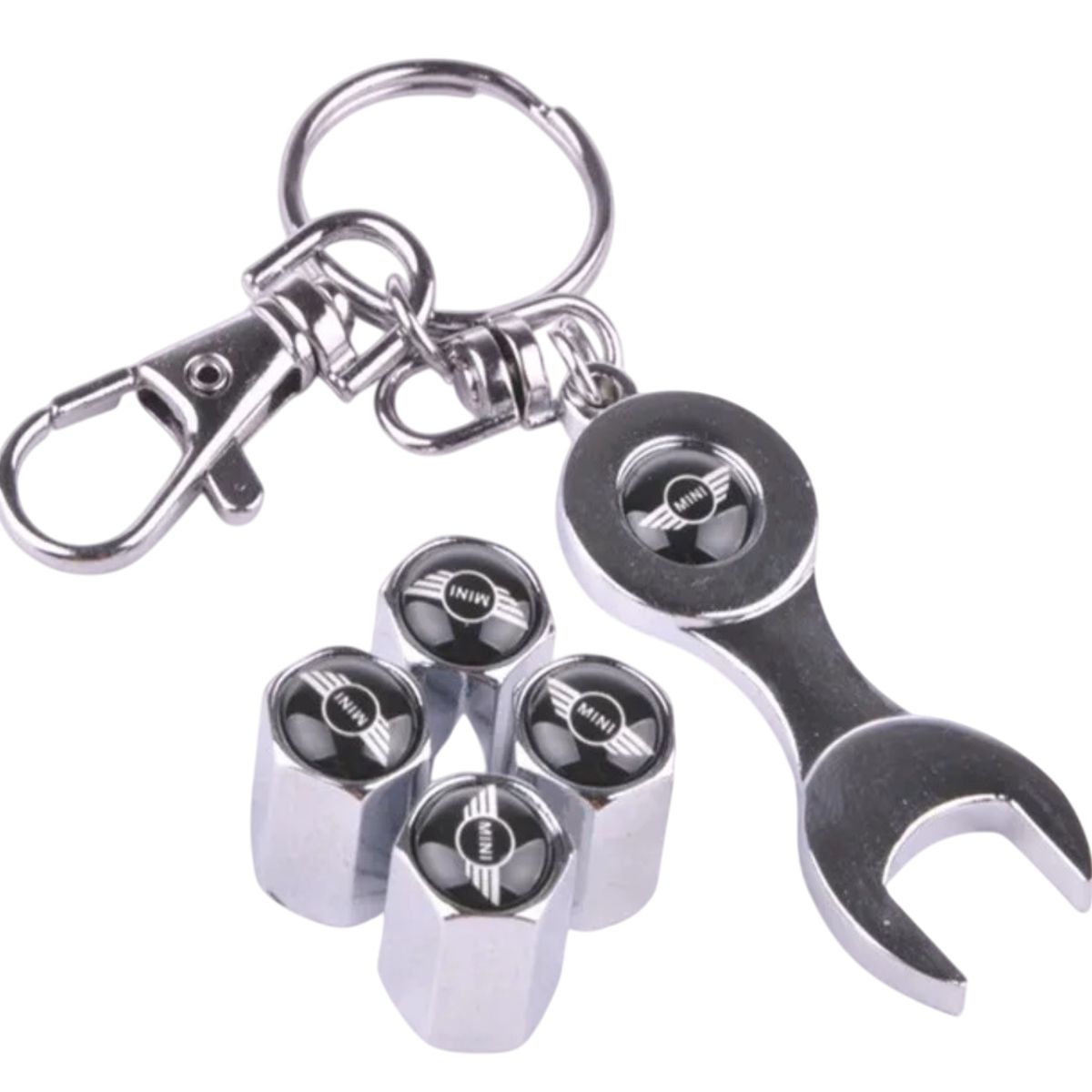 GENERICO - Set 4 Tapa Valvulas con Llavero para Mini