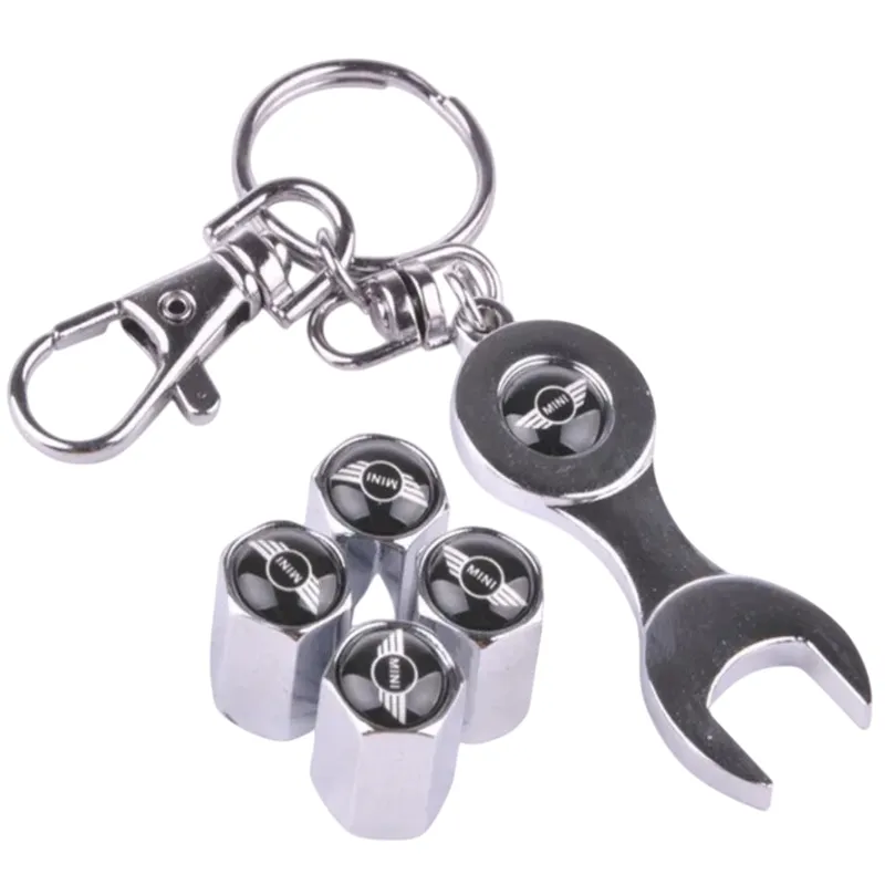 GENERICO - Set 4 Tapa Valvulas con Llavero para Mini