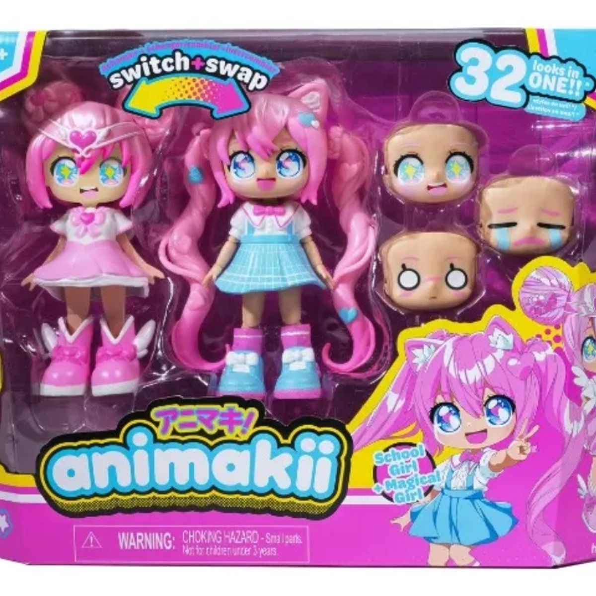 GENERICO - Muñeca Animakii Switch & Swap Intercambiables Kawaii