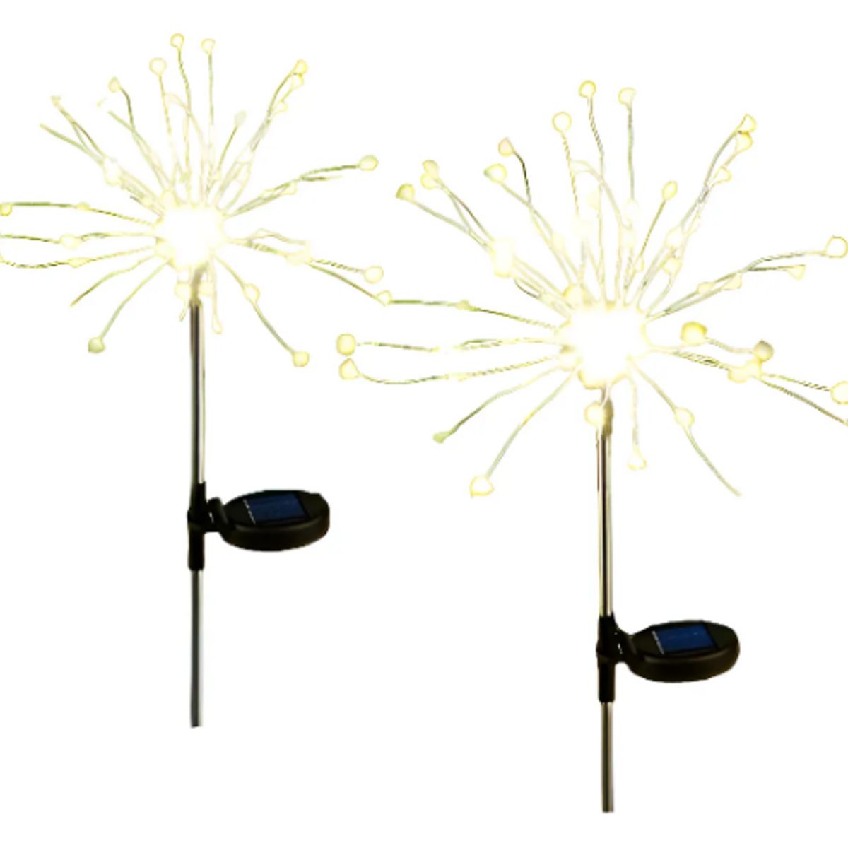 GENERICO - Pack X2 Luces Micro Led Solar Jardín Fuego Artificial Hadas Luces Amarillo Cálido