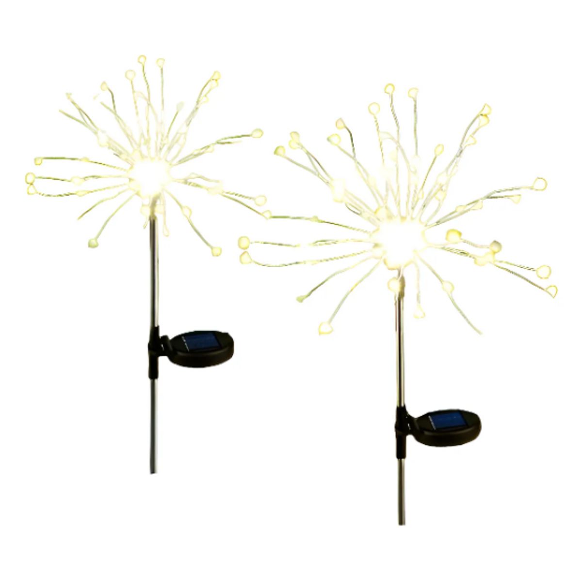 GENERICO - Pack X2 Luces Micro Led Solar Jardín Fuego Artificial Hadas Luces Amarillo Cálido