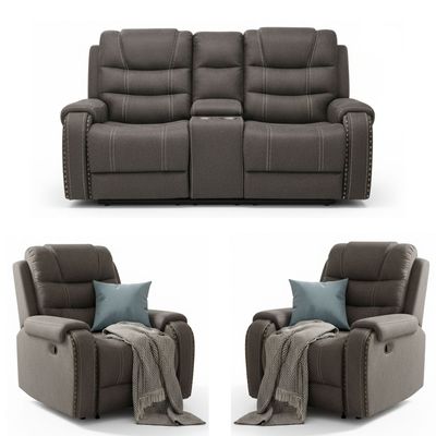 Imagen 2 del producto Living Reclinable Sofá 2 Cuerpos + 2 Bergers Reclinable Gris Verona