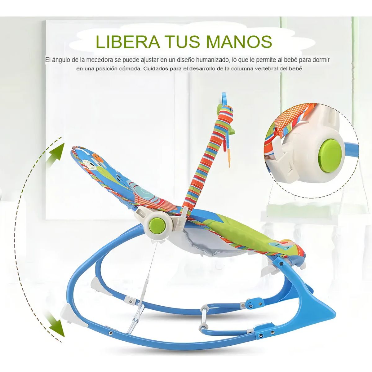 GENERICO - Silla Mecedora Para Bebe Roro Musical Con Vibracion Silla Infantil Color Azul