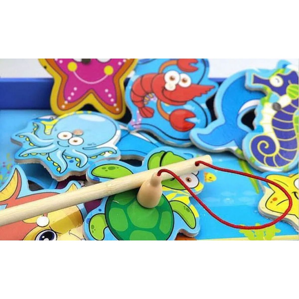 GENERICO - Juego De Pesca Magnético Madera Motricidad Fina Montessori