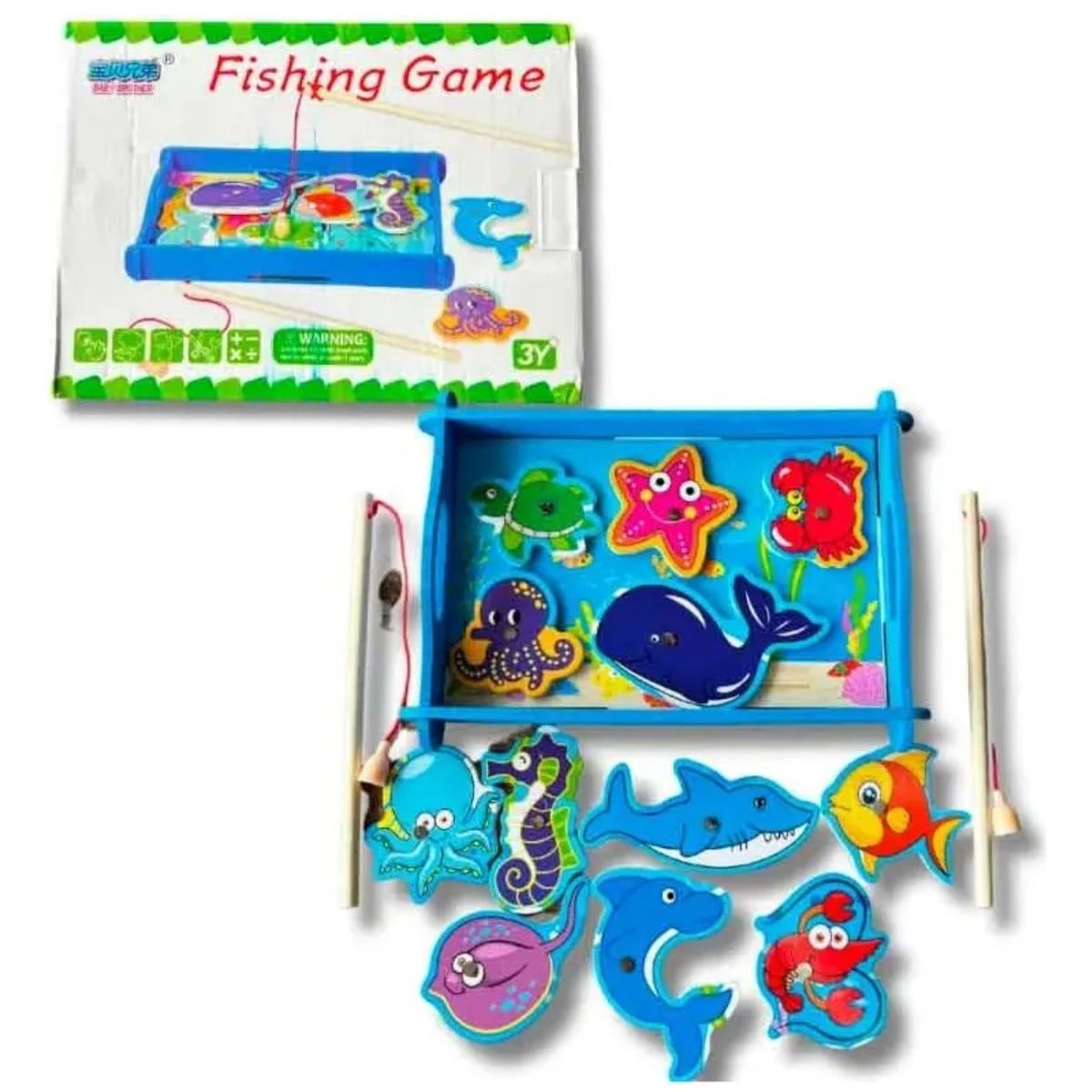 GENERICO - Juego De Pesca Magnético Madera Motricidad Fina Montessori