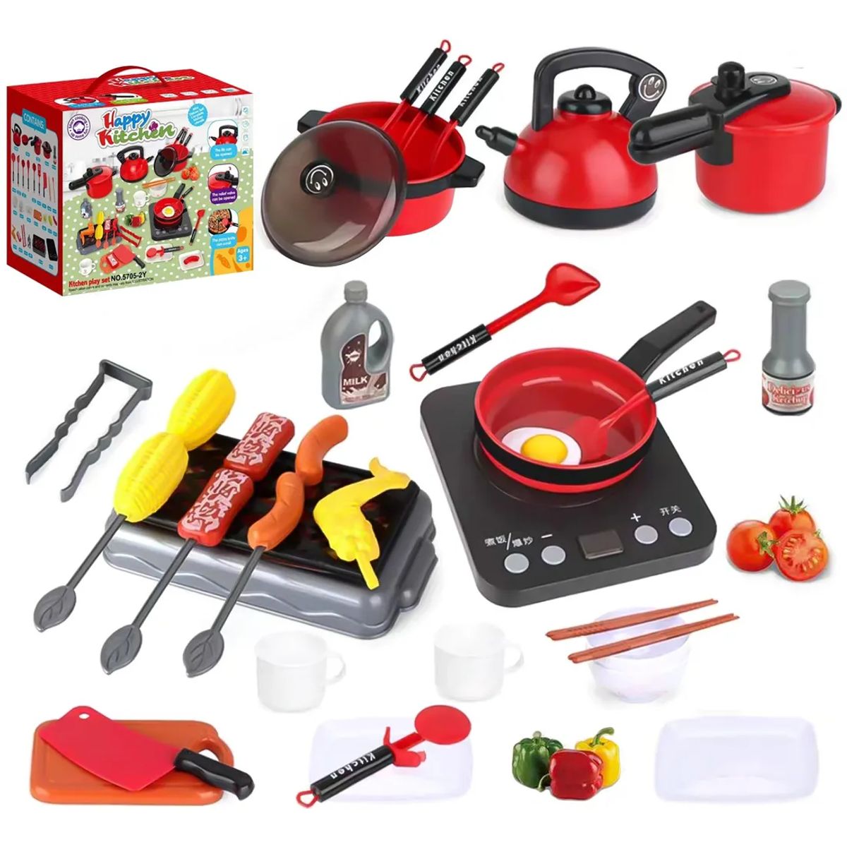GENERICO - Set De Cocina De Juguete 36pcs Niños Juego De Mini Chef Rojo