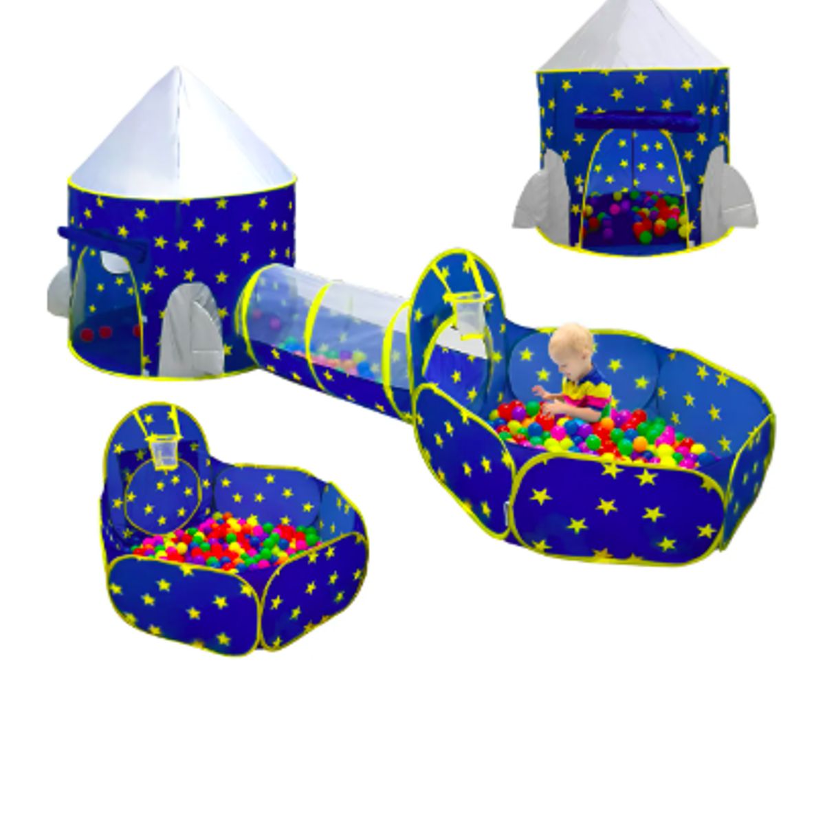 GENERICO - 3 En 1 Tent Con Tunnel Tent Juguete Plegable Infantil Niños - Azul