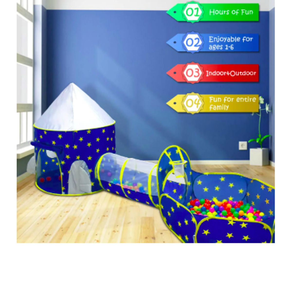 GENERICO - 3 En 1 Tent Con Tunnel Tent Juguete Plegable Infantil Niños - Azul