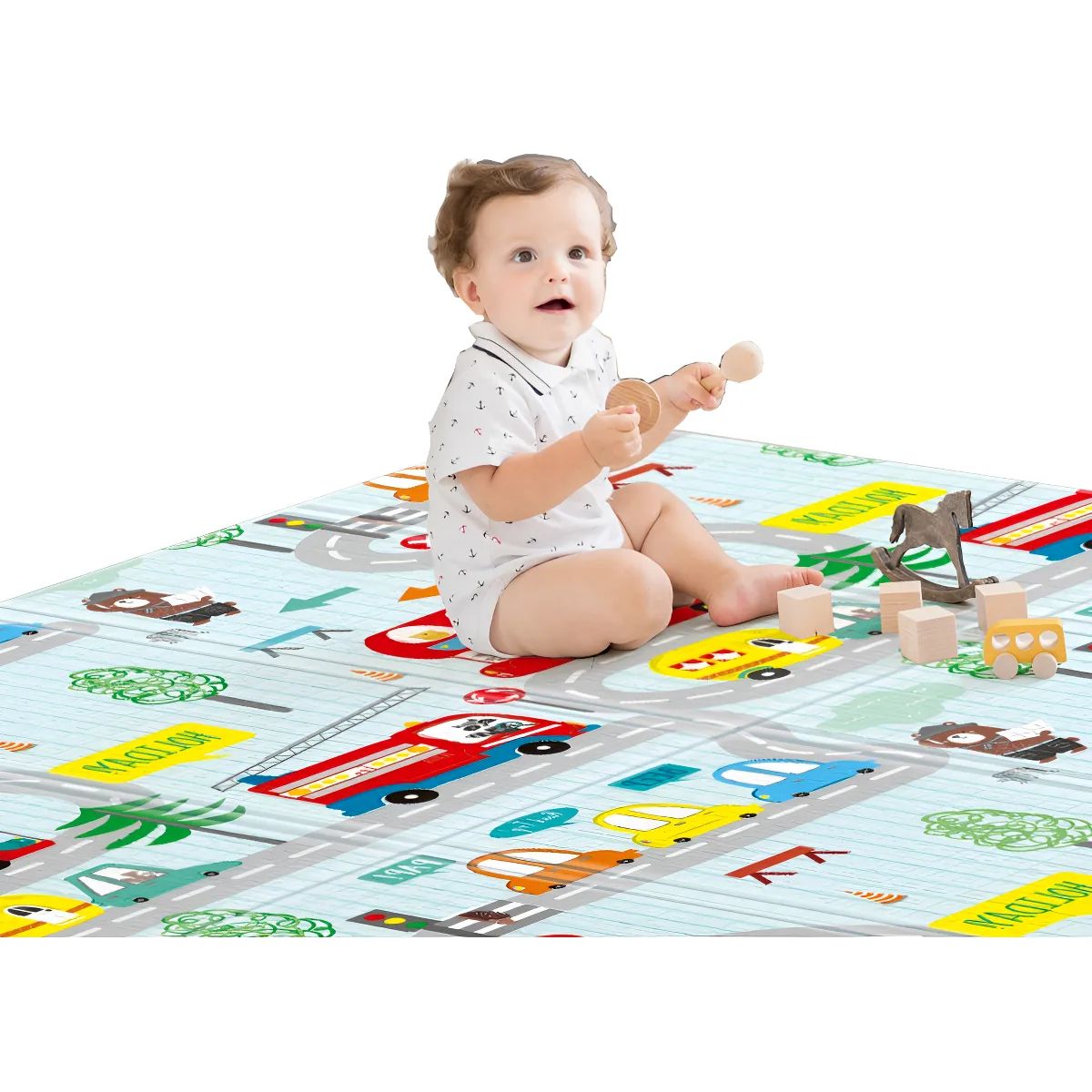 GENERICO - Alfombra Antigolpes Niños Bebes Plegable 120x180cm Con Bolso
