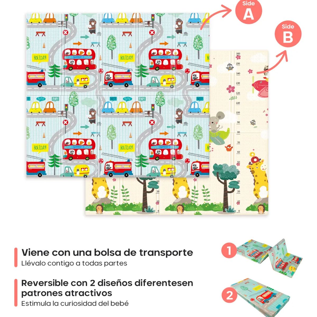 GENERICO - Alfombra Antigolpes Niños Bebes Plegable 120x180cm Con Bolso