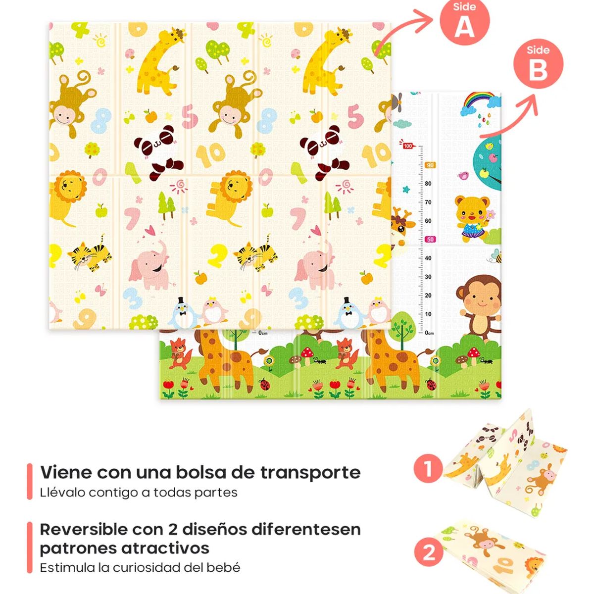 GENERICO - Alfombra Antigolpes Niños Bebes Plegable 120x180cm Con Bolso