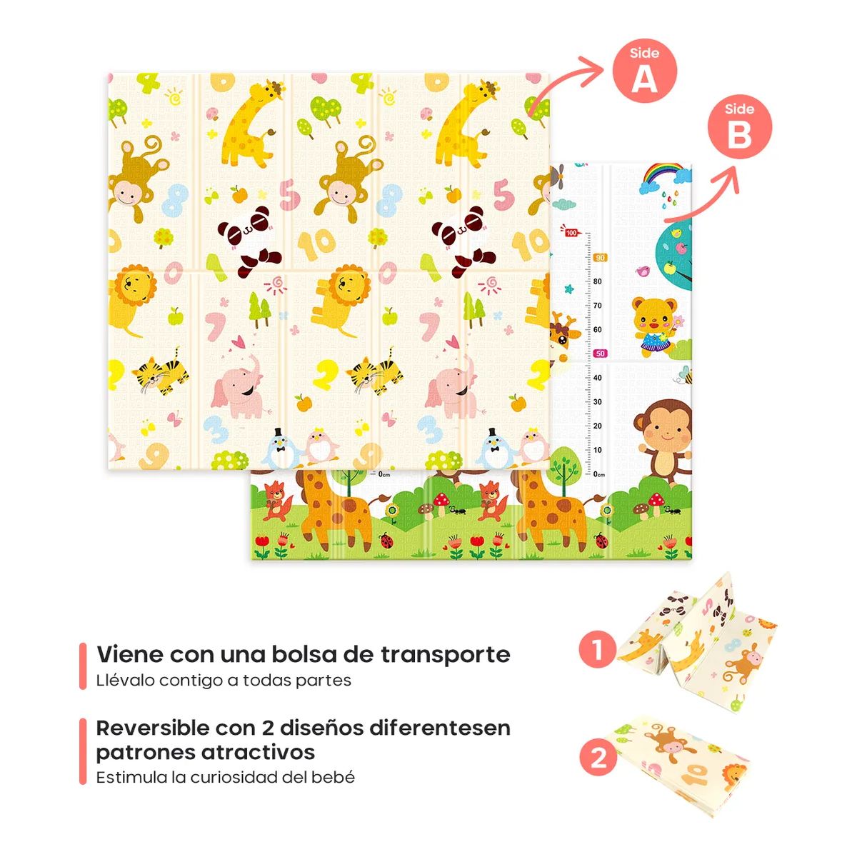 GENERICO - Alfombra Antigolpes Niños Bebes Plegable 120x180cm Con Bolso