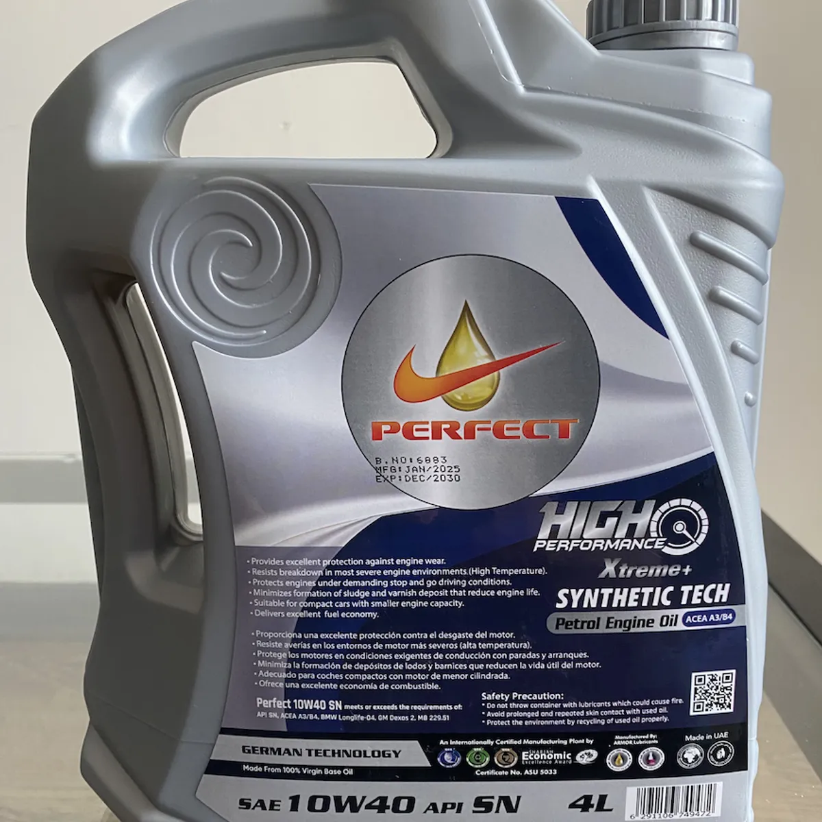 GENERICO - Aceite Motor 10W40 4 Lts Synthetic Perfect Emiratos Arabe