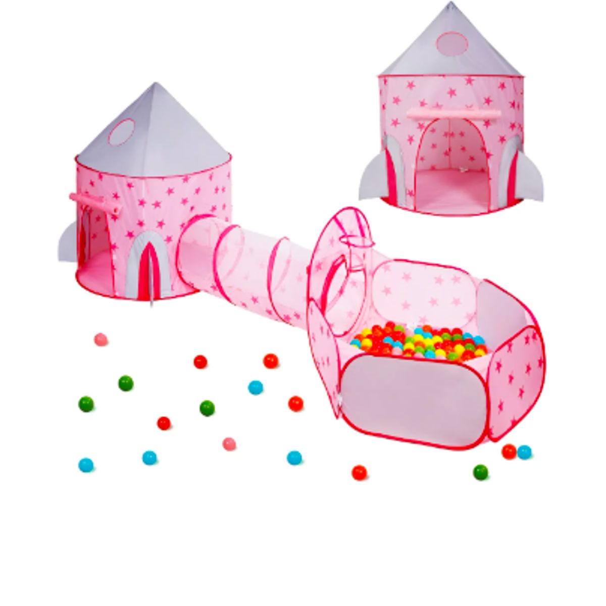 GENERICO - 3 En 1 Tent Con Tunnel Tent Juguete Plegable Infantil Niños Rosa