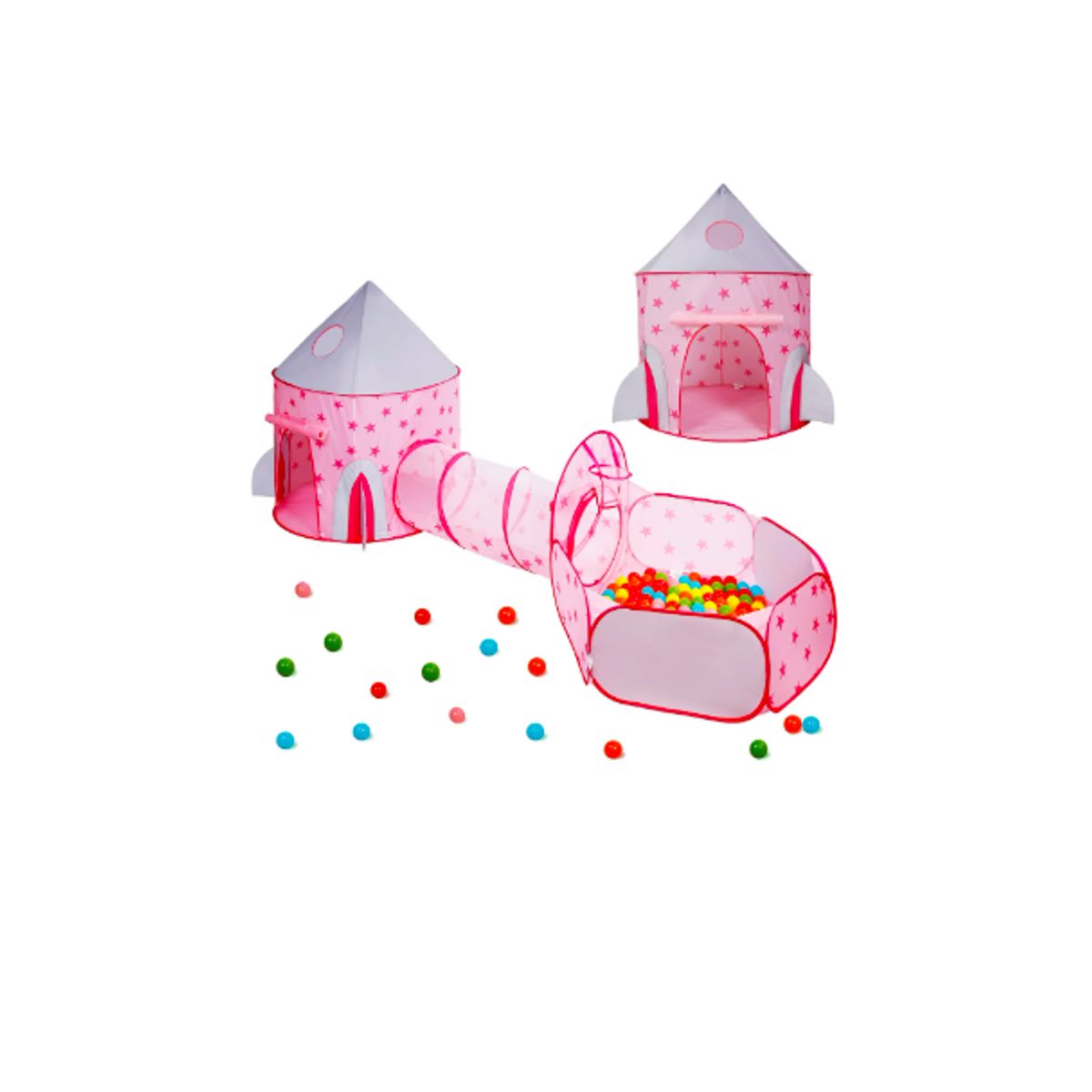 GENERICO - 3 En 1 Tent Con Tunnel Tent Juguete Plegable Infantil Niños Rosa